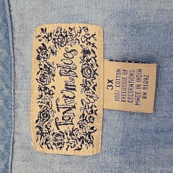 Vtg 80s TANTRUM BLUES Cottage Floral Embroidered Chambray Waistcoat Vest - Picture 7 of 8